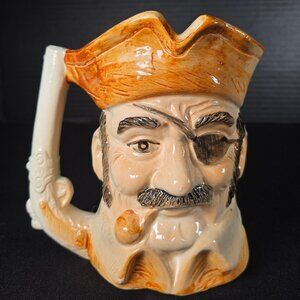 Vintage Toby Face Character Mug Pirate With Eye Patch And Pistol Handle Japan